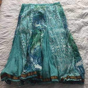 Soft Surroundings teal & white skirt